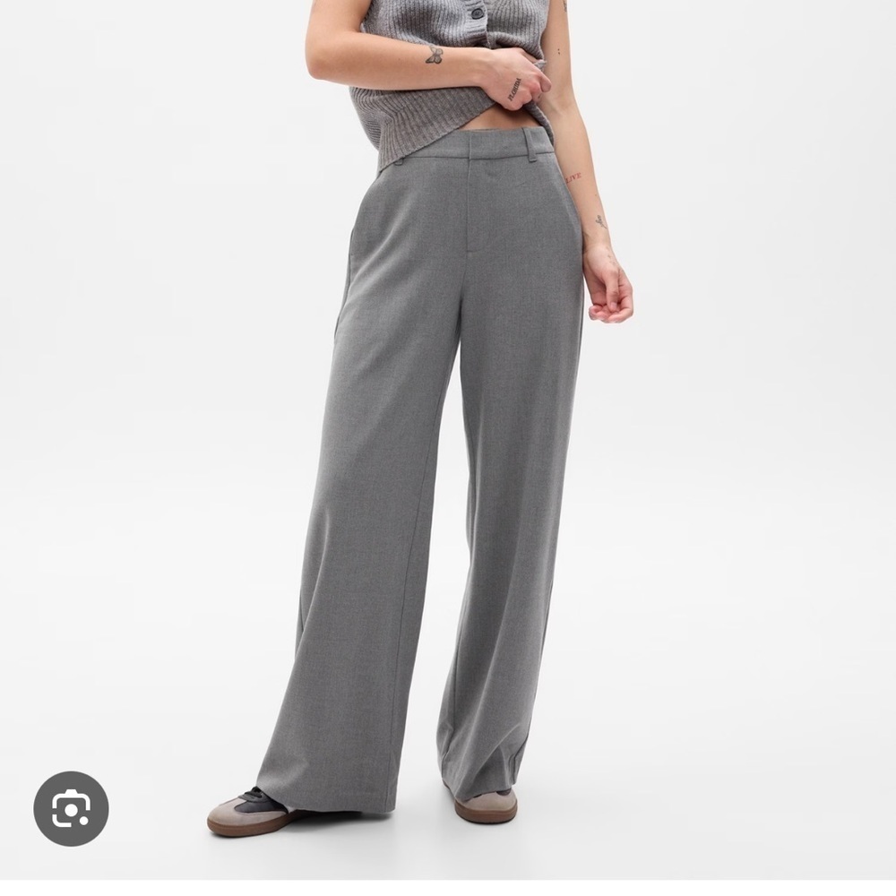 High Rise Wide-Leg Trousers Gap Grey